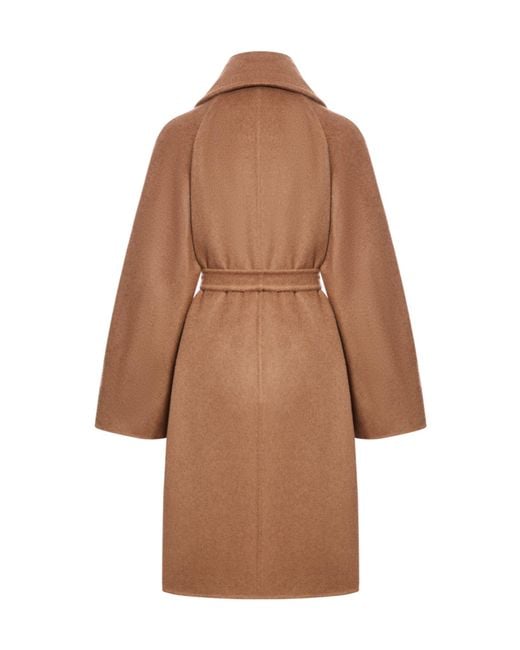 Max Mara Brown Atelier Attuale Belted Long-Sleeved Coat
