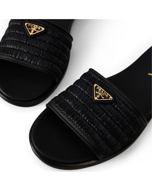 Prada Black Logo Slippers