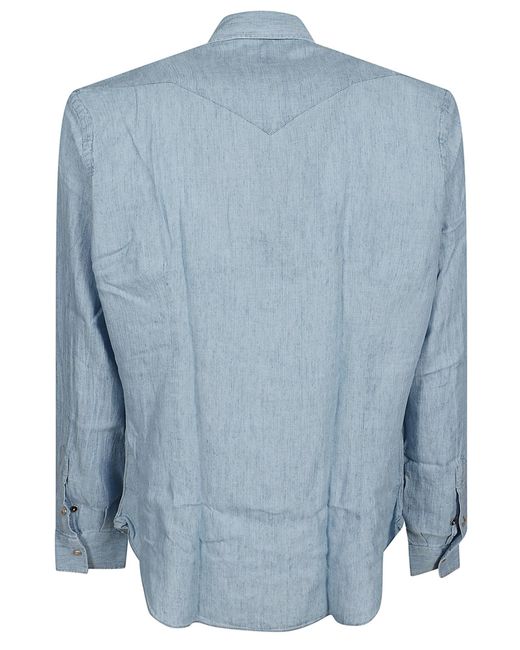 Eleventy Blue Western Denim Shirt for men