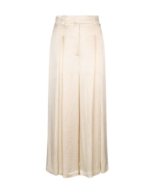 Liu Jo Natural Cropped Satin Trousers