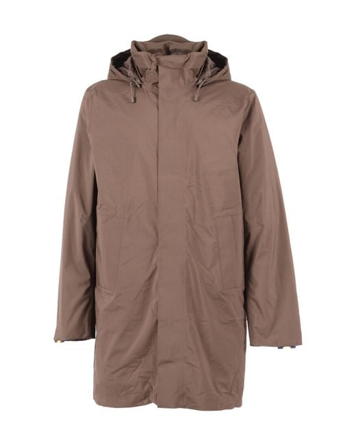 K-Way Brown Thomal Bonded Padded 3/4 Length Winter Jacket for men