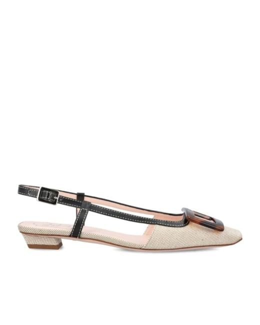 Roger Vivier Brown Square Toe Slingback Shoes