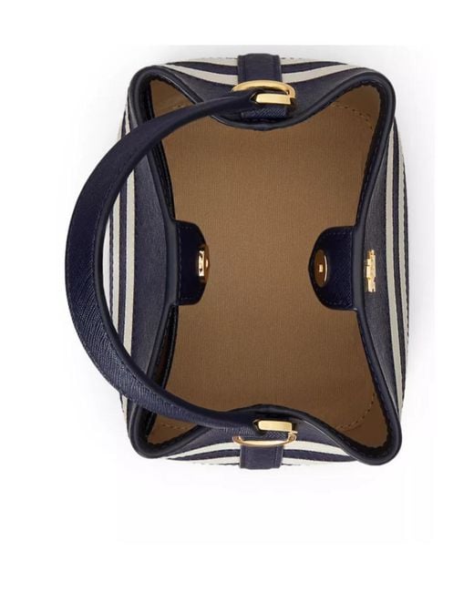 Ralph Lauren Blue Striped Leather Satchel