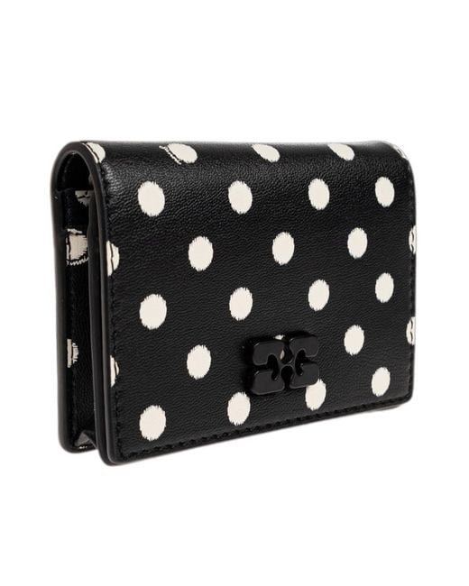 Ganni Black Bou Card Holder With Flap With Dots