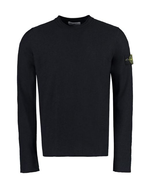 Stone Island Blue Compass Patch Knitted Jumper for men