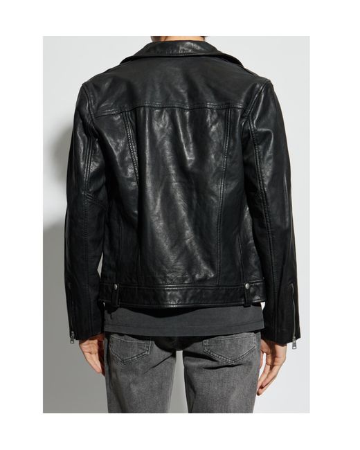 AllSaints Black Classic Biker Jacket for men