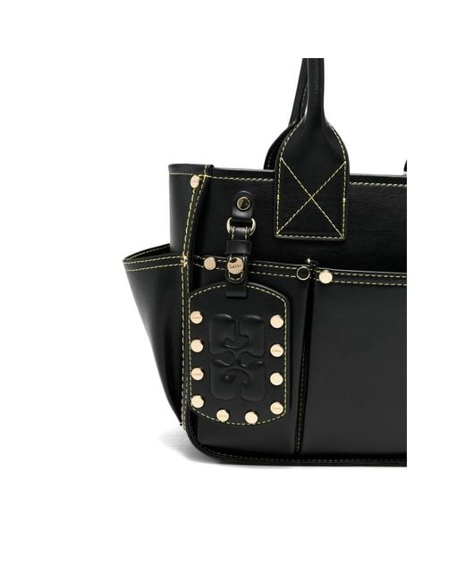 Ganni Black Posy Studded Shoulder Bag
