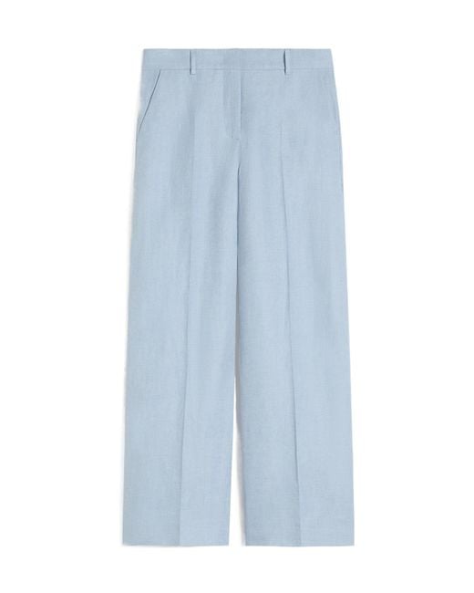 Weekend by Maxmara Blue Pressed-Crease Linen Trousers