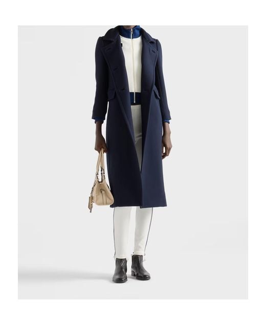 Prada Blue Double-Breasted Long Coat