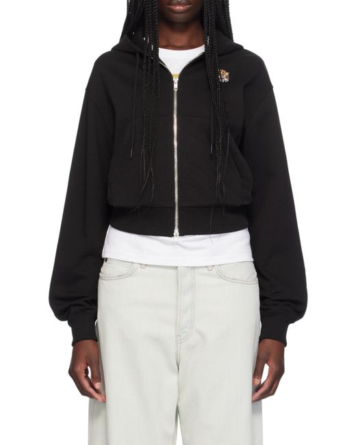 KENZO Black Tiger Patch Zip-Up Jacket for men
