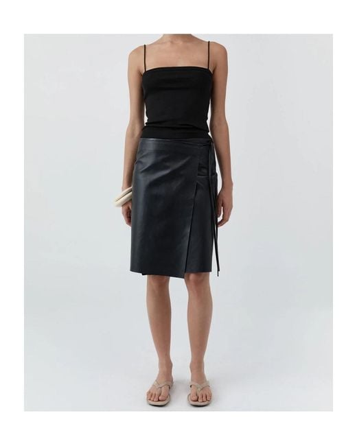 St. Agni Black Piping Tie-Waist Skirt