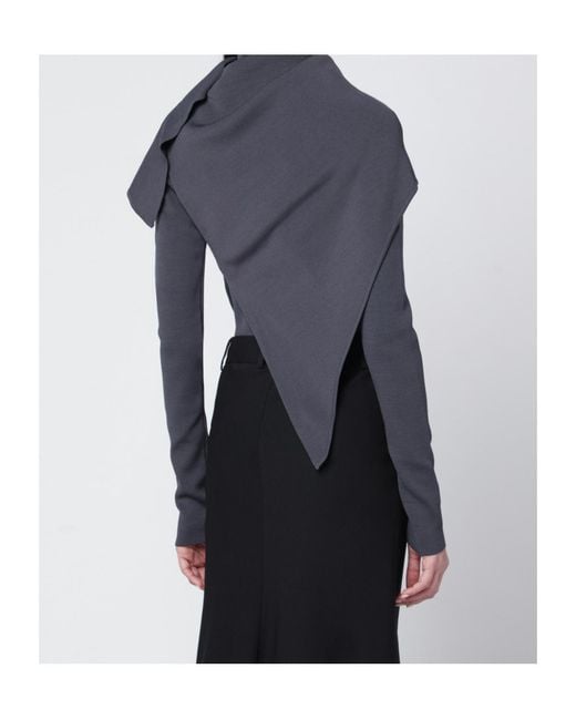 Entire studios Blue Asymmetric Panel Knitted Sweater