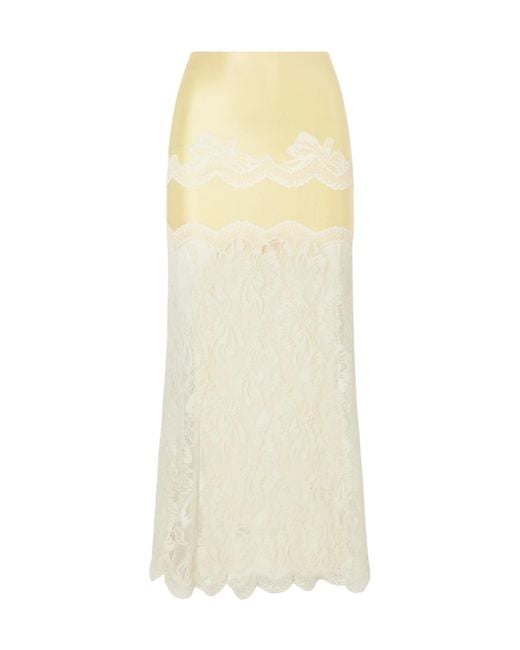 Rabanne Natural Satin-Jersey Lace-Trimmed Maxi Skirt