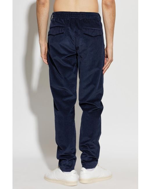 Eleventy Blue Drawstring Corduroy Pants for men