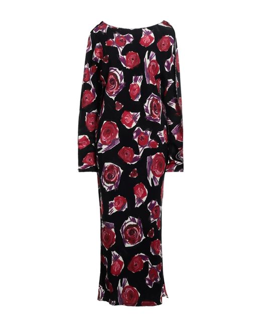 Marni Red Floral Long-Sleeve Dress