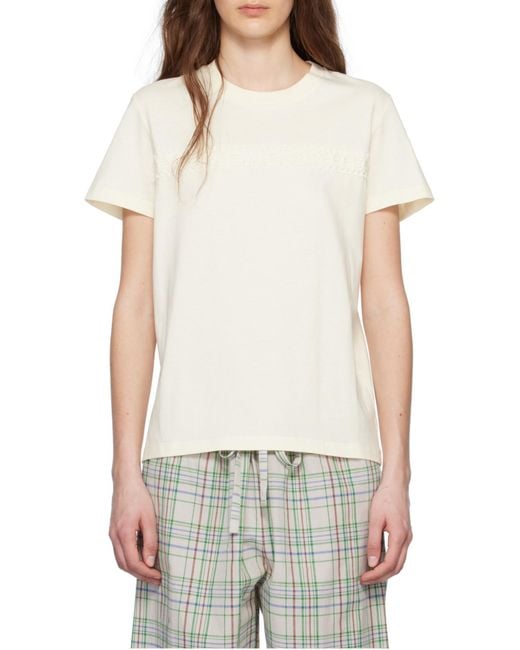 Moncler White Embroidered Logo T-Shirt