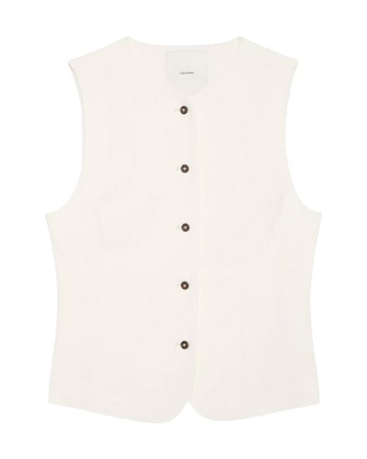 Calvin Klein White Button-Up Waistcoat