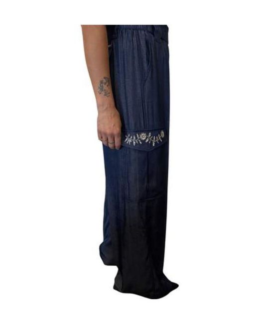 Liu Jo Blue Elasticated Waistband Wide-Leg Pants