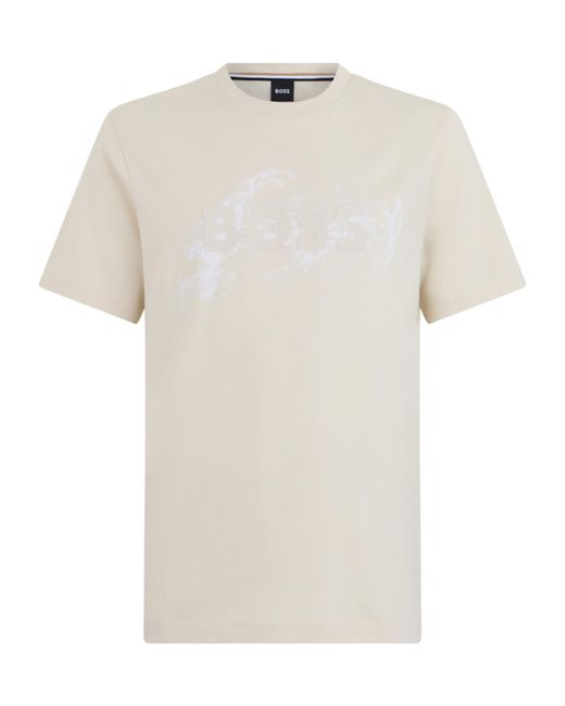 Boss White Crew Neck Short-Sleeved T-Shirt for men