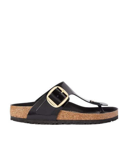 Birkenstock Brown Toe Slippers With Bright Side Of Logo