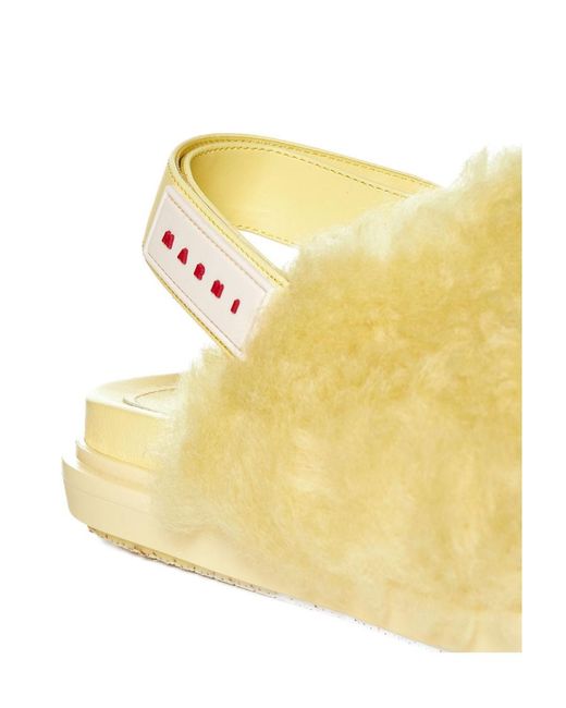 Marni Yellow Logo Patch Slingback Sandals