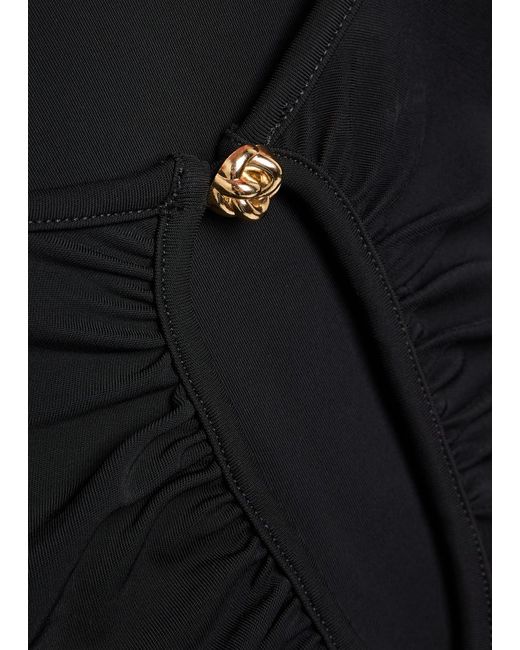 FRAME Black The Keyhole Stretch-Rayon Top