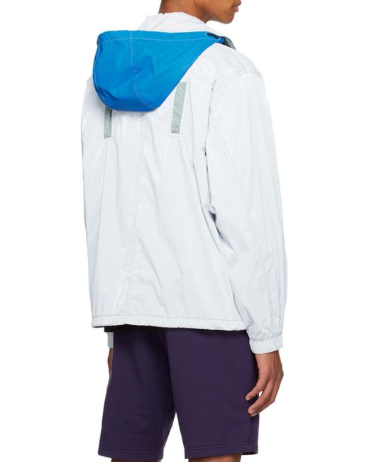 Stone Island Blue Marina Logo-Print Hooded Jacket for men