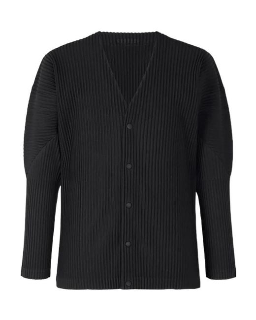 Issey Miyake Black Basics Panelled Plissé Cardigan for men