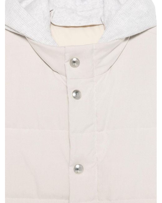 Eleventy White Hooded Vest for men