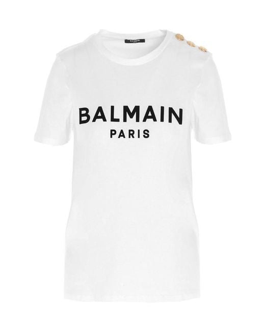 Balmain White Tshirt Con Logo