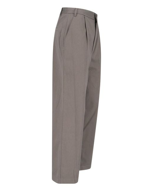 Low Classic Gray Pleated Straight-Leg Pants