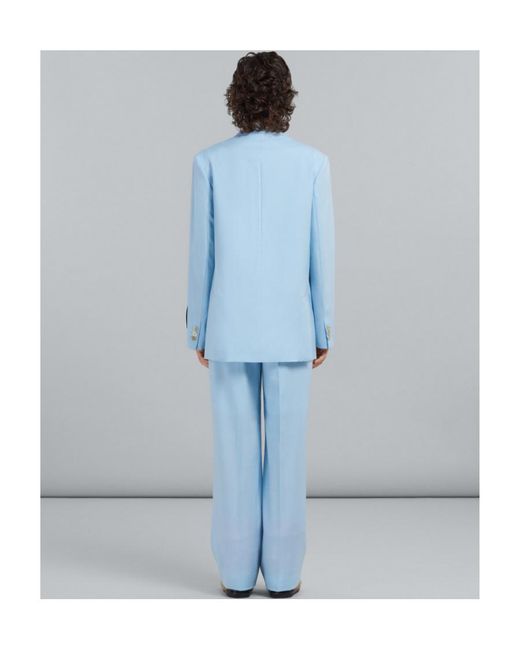 Marni Blue Single-Breasted Buttoned Blazer