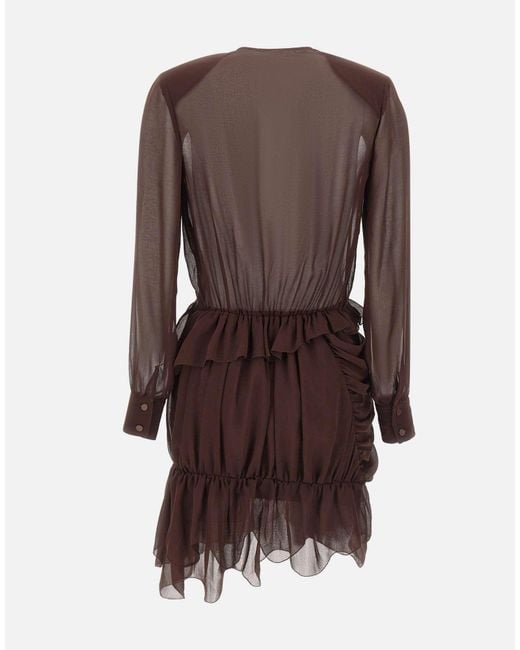 JACQUES WEI Brown Ruffled Dress