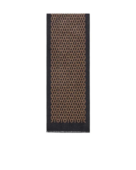Ferragamo Brown Ferragamo Gancini Printed Frayed-Edge Scarf for men