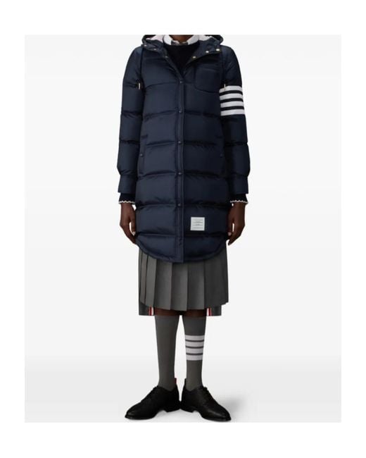 Thom Browne Blue Hooded 4-Bar Parka