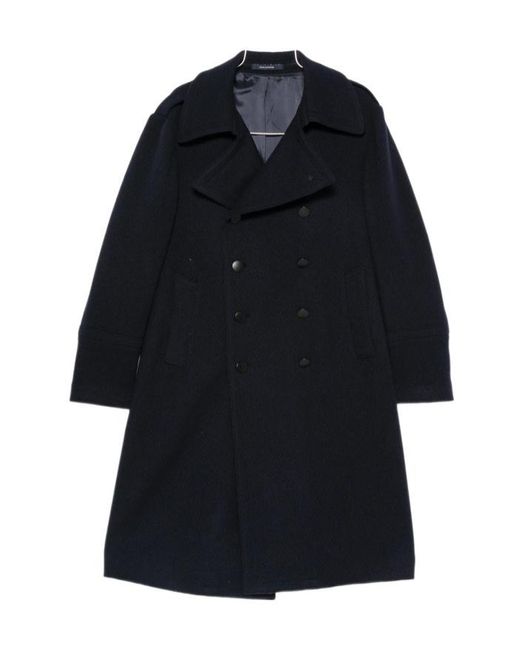 Tagliatore Blue Double-Breasted Coat for men