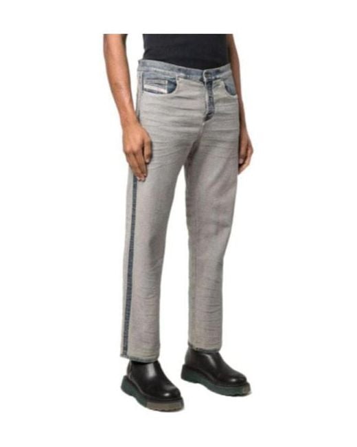 DIESEL Gray D-Viker Logo Patch Straight-Leg Jeans for men