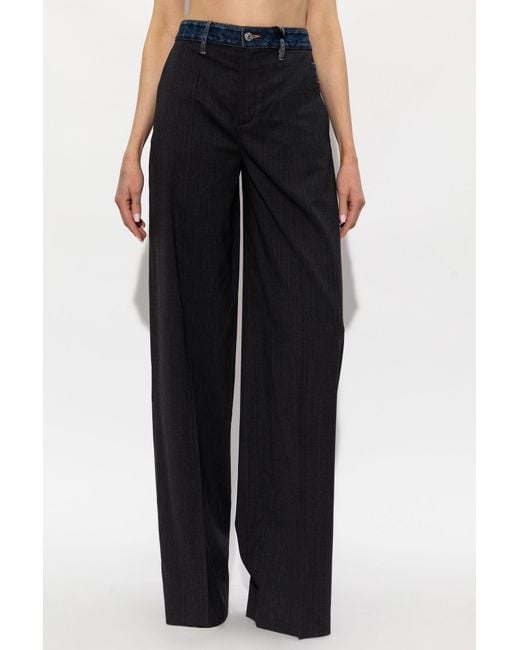 DSquared² Black Tailored Wide-Leg Pants