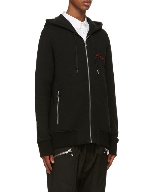 McQueen Black Vintage Loopback Hooded Jacket for men