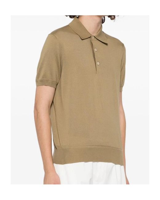 Tom Ford Natural Short-Sleeved Knitted Polo Shirt for men
