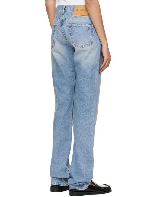 The Attico Blue The Logo Embroidered Distressed Jeans