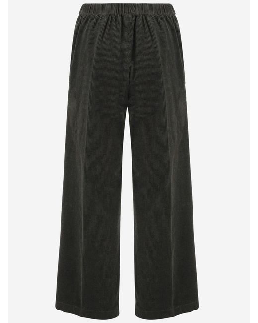 Aspesi Black Elasticated-Waist Corduroy Trousers