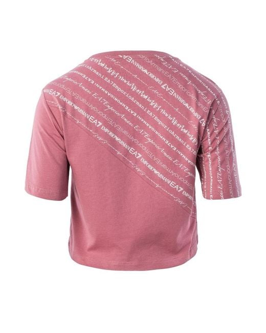 EA7 Pink T-Shirt With Round Neck And Short Sleeves