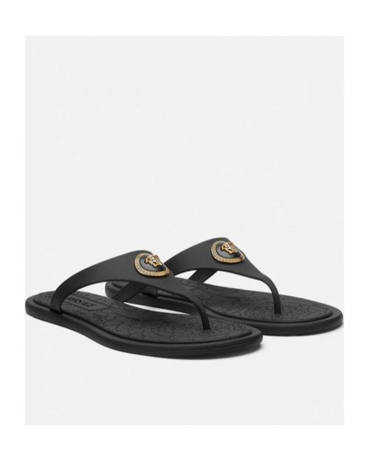 Versace Brown Alia Thong Strap Flat Sandals