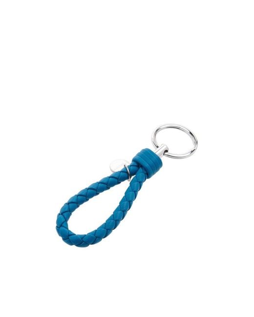 Bottega Veneta Blue Inrecciato Woven Key Chain for men