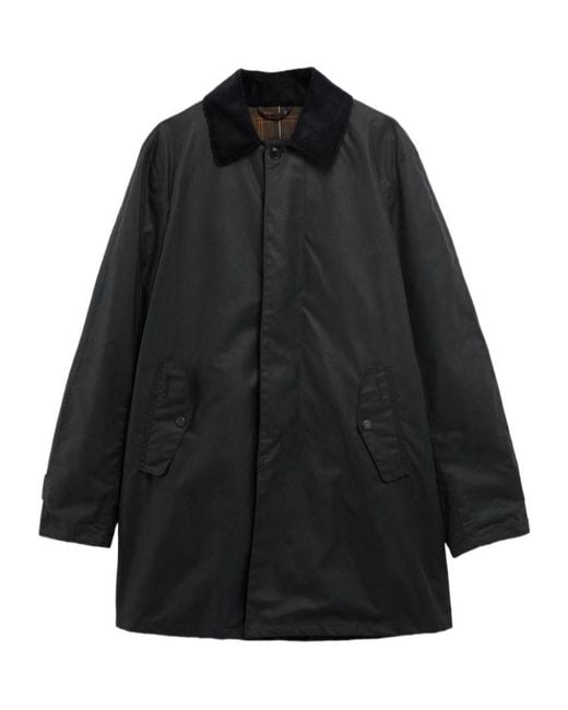 Barbour Black Corduroy-Collar Cotton Single-Breasted Coat for men