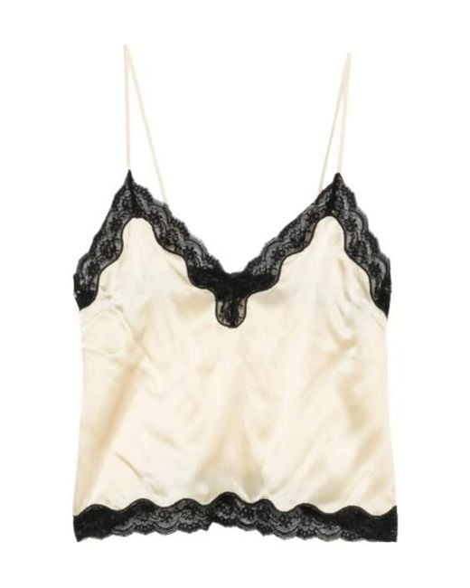 ROTATE BIRGER CHRISTENSEN Natural Lace-Trim Camisole Top