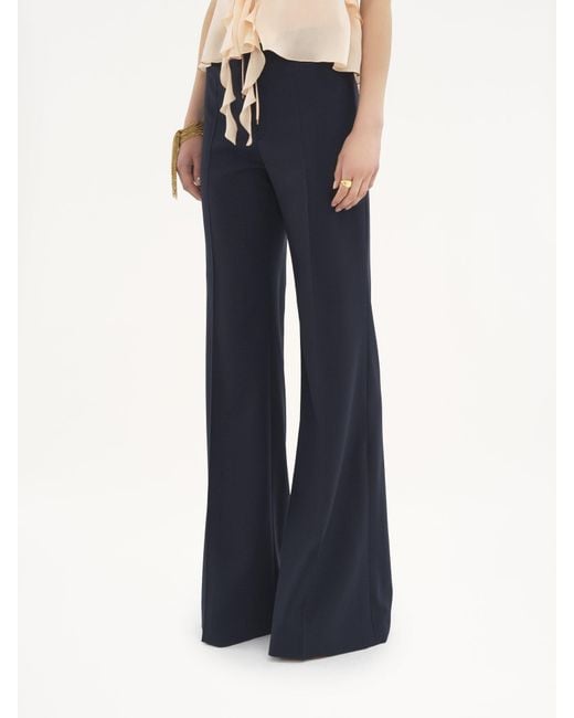 Chloé Blue Belt Loop Wool Bell Bottoms
