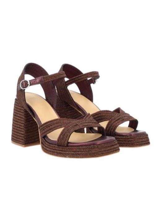 Castaner Brown Round-Toe High-Heeled Sandals