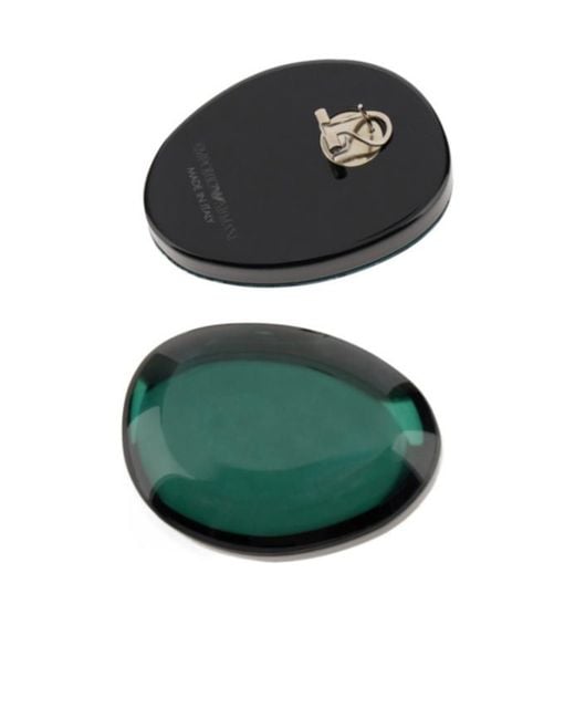 Emporio Armani Green Oversized Oval-Frame Earrings